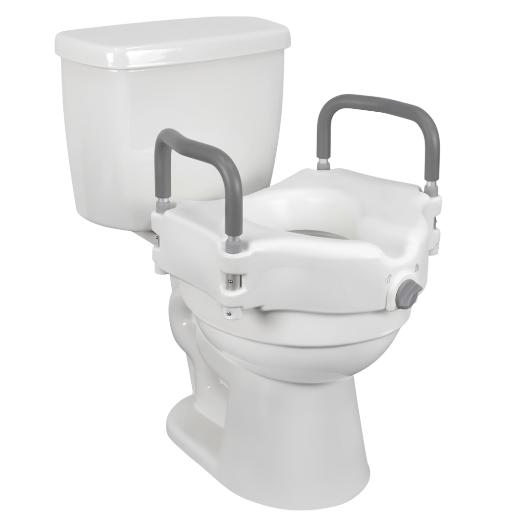 Bathroom Accessory: Raised Toilet Seat with Handles