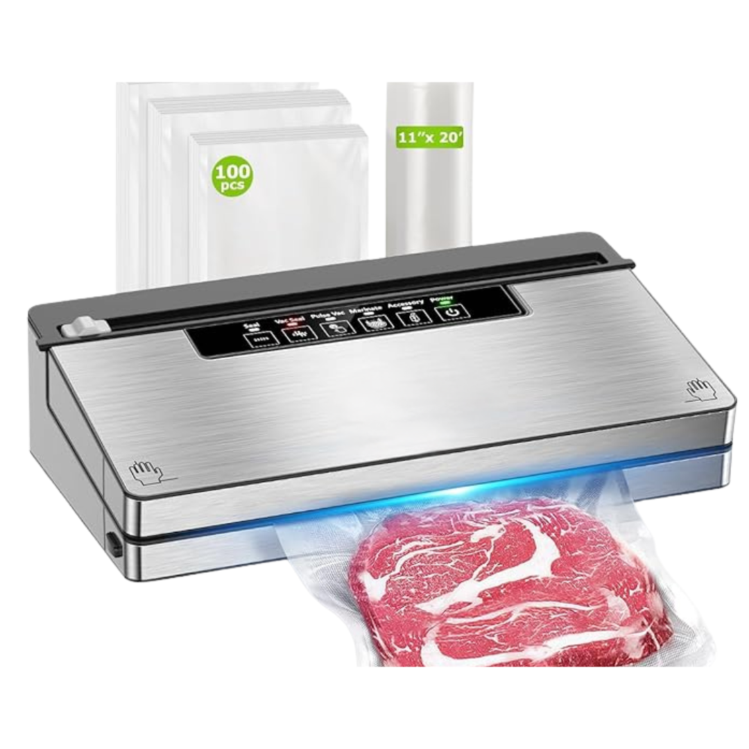 Vacuum Sealer Machine Stainless Steel with Bags, Roll, and Cutter