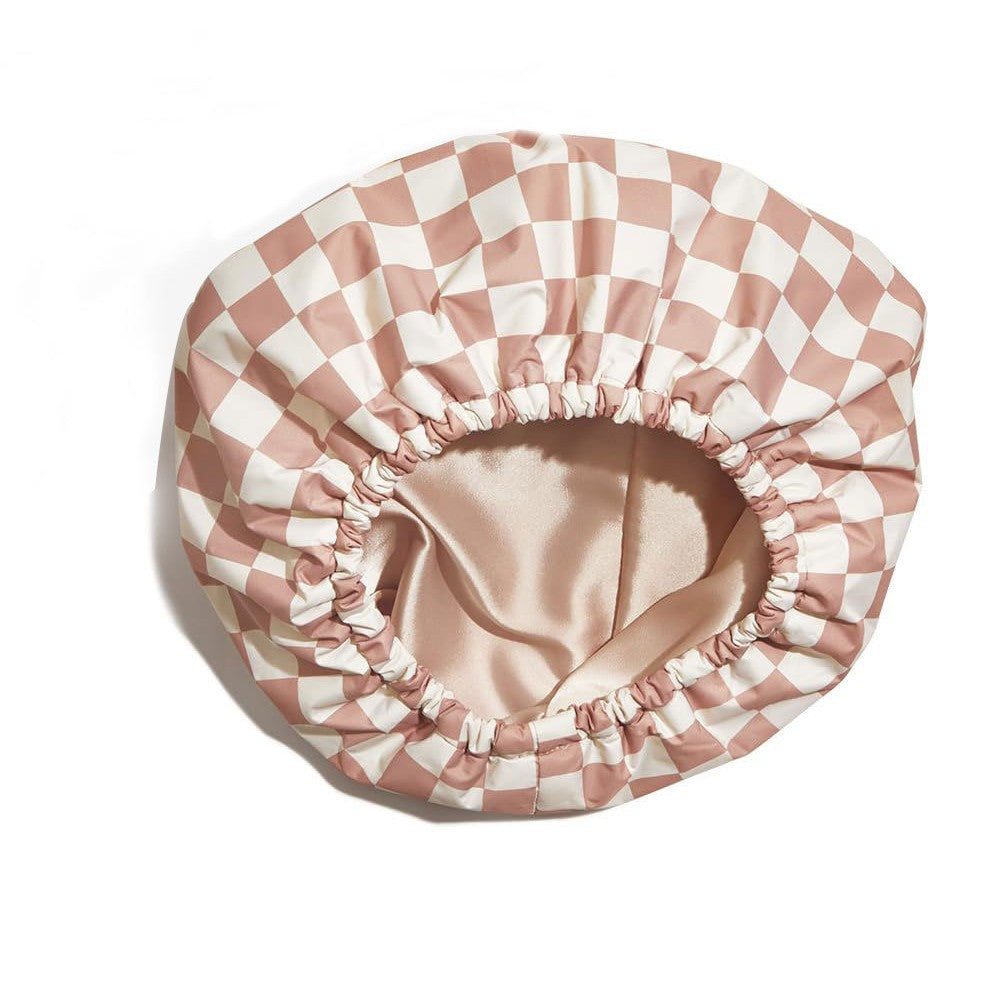Women's fashion waterproof double-layer shower cap