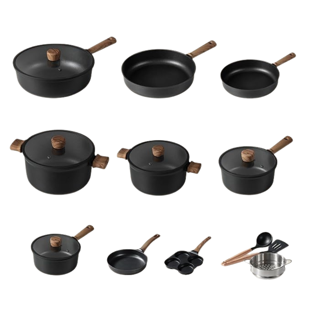 17-Piece Nonstick Cookware Set with Lids, Aluminum & Titanium