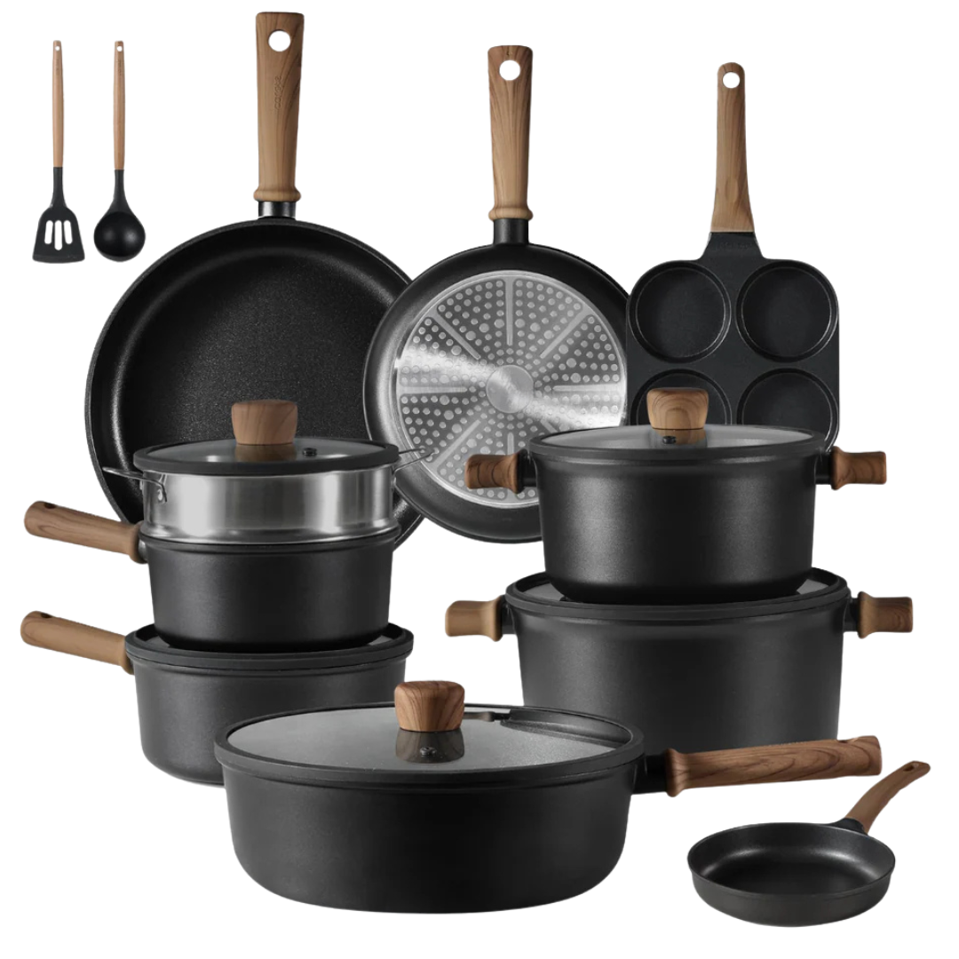 17-Piece Nonstick Cookware Set with Lids, Aluminum & Titanium