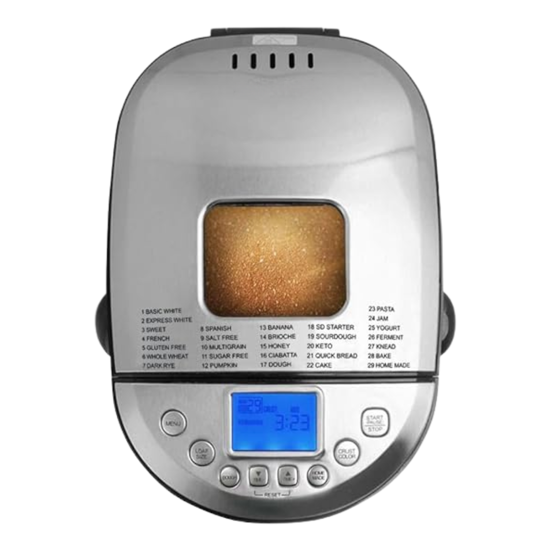 29-in-1 Automatic Bread Maker with Custom Menus and LCD Display