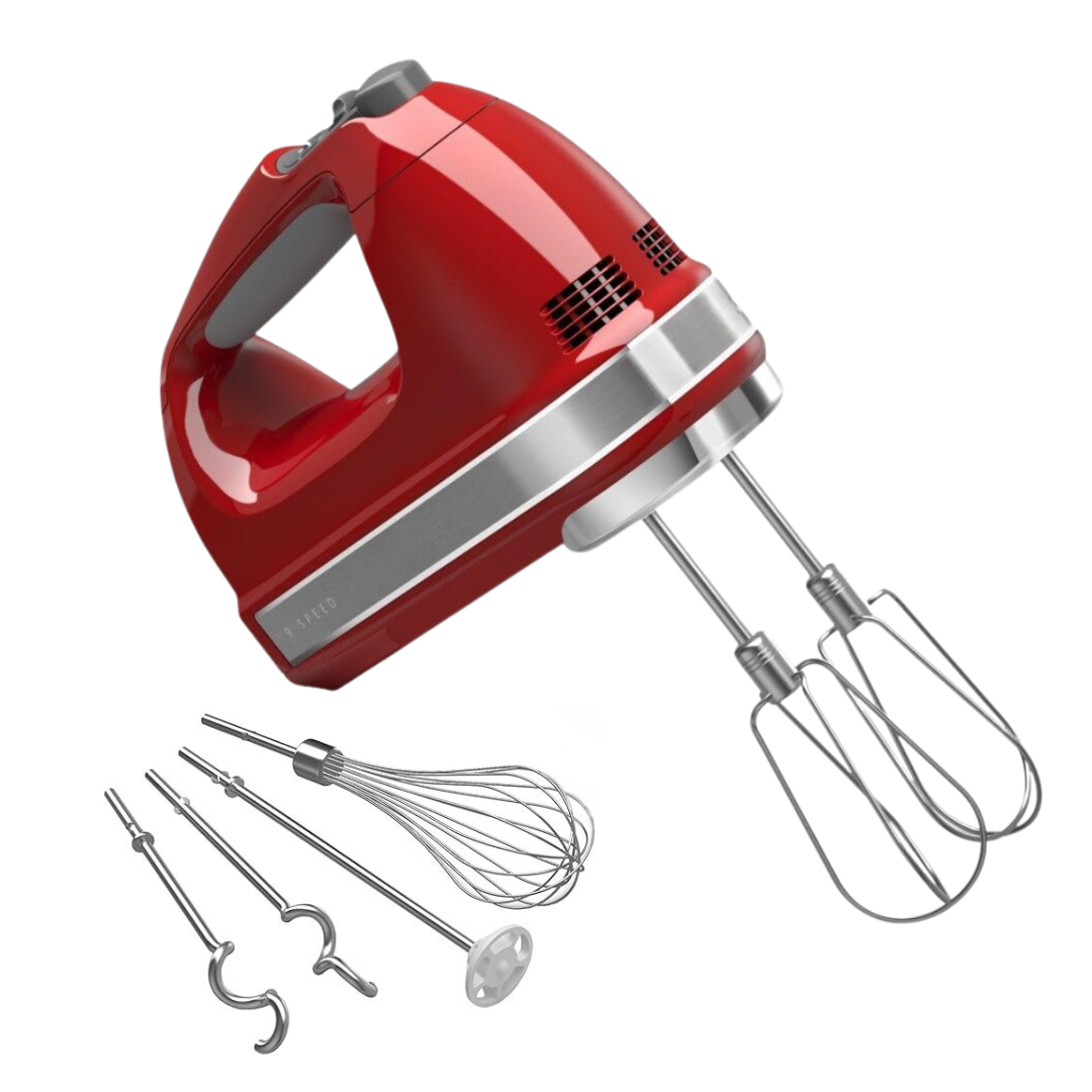 9-Speed Hand Mixer with Stainless Steel Beaters, Dough Hooks & Whisk