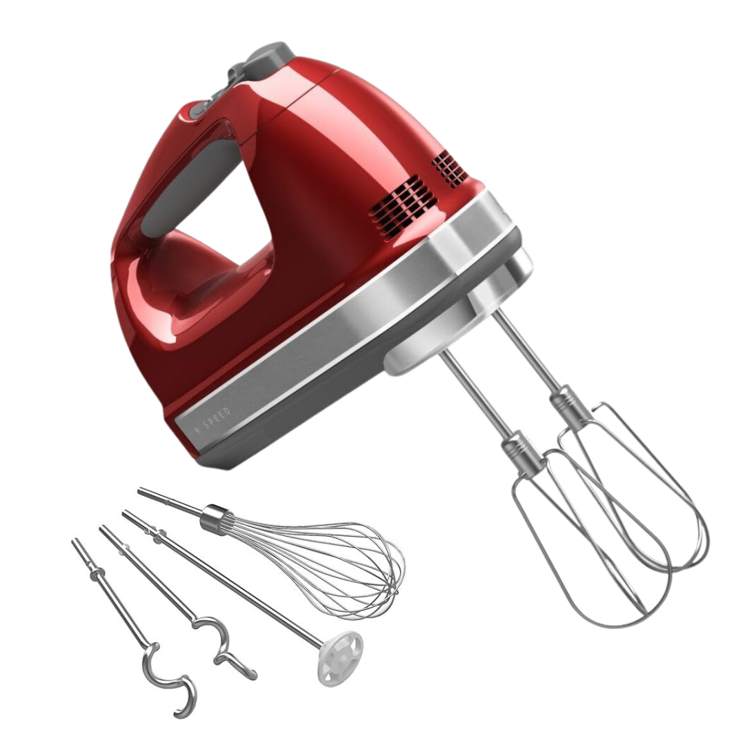 9-Speed Hand Mixer with Stainless Steel Beaters, Dough Hooks & Whisk