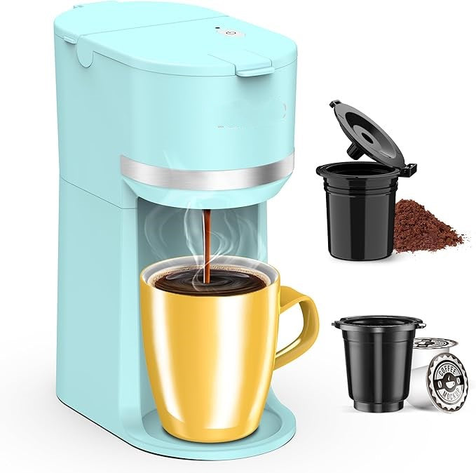 Single Serve Coffee Maker for K-Cup and Ground Coffee, 6-12oz Brew