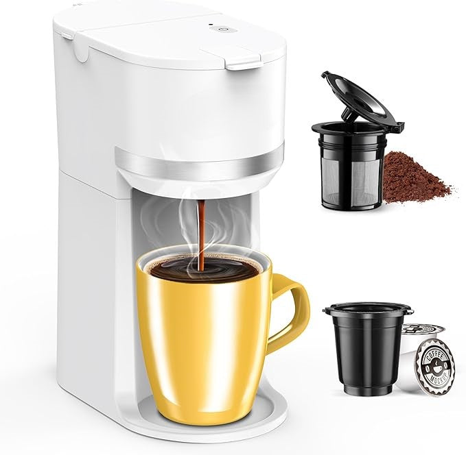 Single Serve Coffee Maker for K-Cup and Ground Coffee, 6-12oz Brew