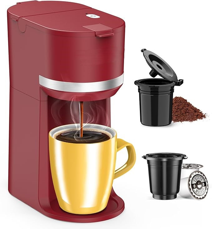 Single Serve Coffee Maker for K-Cup and Ground Coffee, 6-12oz Brew