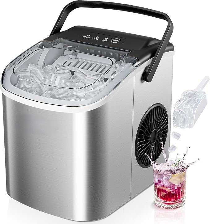 Countertop Ice Maker 26lbs per Day with Scoop, Basket and Handle