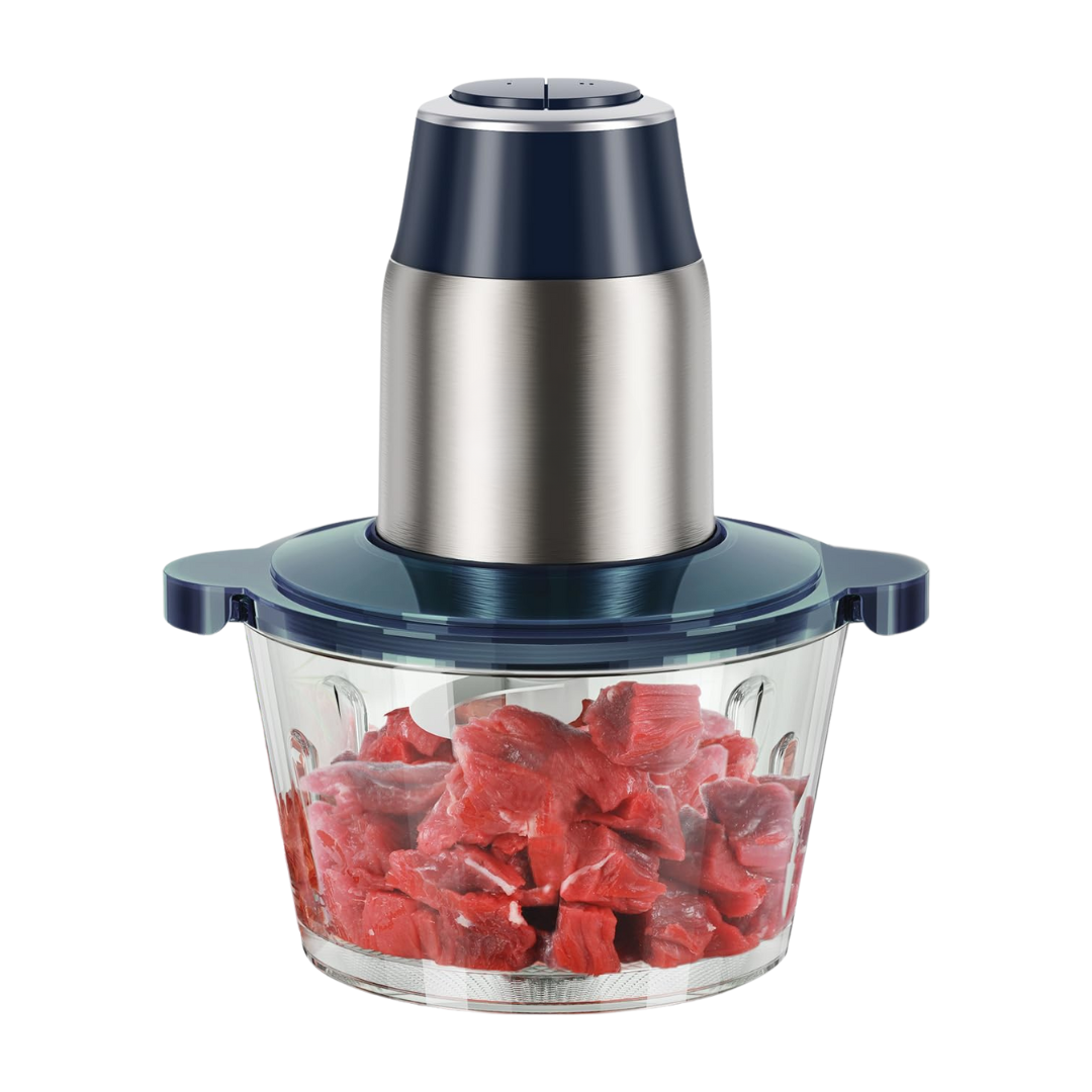 Food Processor 8 Cup Glass and Stainless Steel Bowl with 2 Speeds