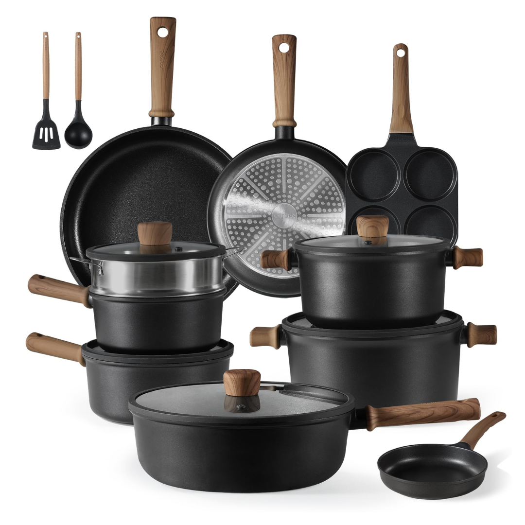 17-Piece Nonstick Cookware Set with Lids, Aluminum & Titanium