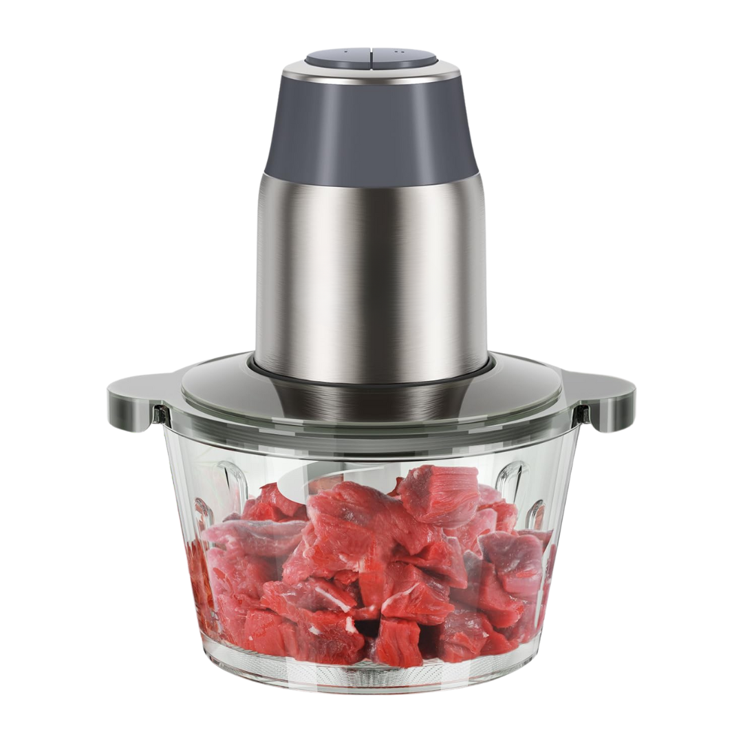 Food Processor 8 Cup Glass and Stainless Steel Bowl with 2 Speeds