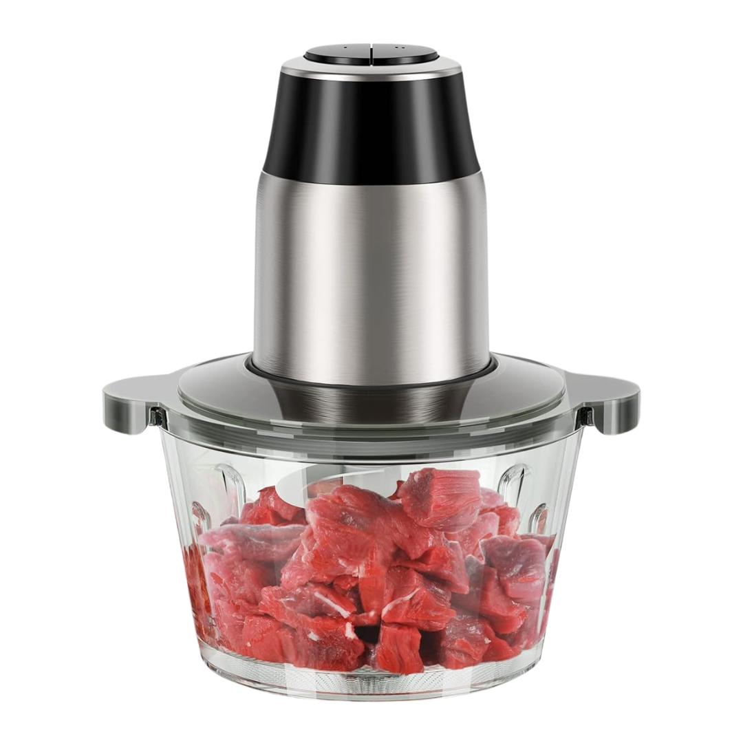 Food Processor 8 Cup Glass and Stainless Steel Bowl with 2 Speeds