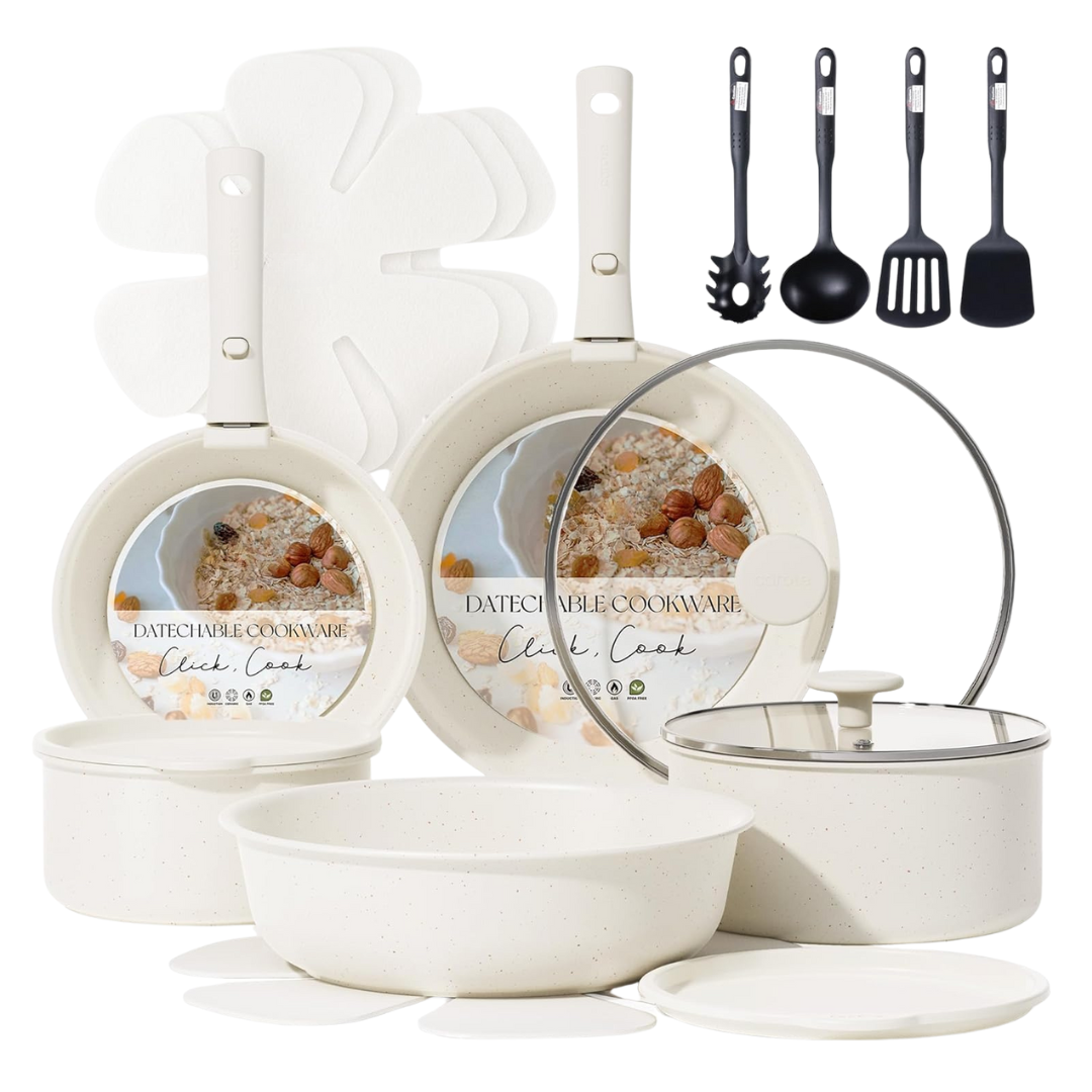 Granite Nonstick 19-Piece Cookware Set with Detachable Handles