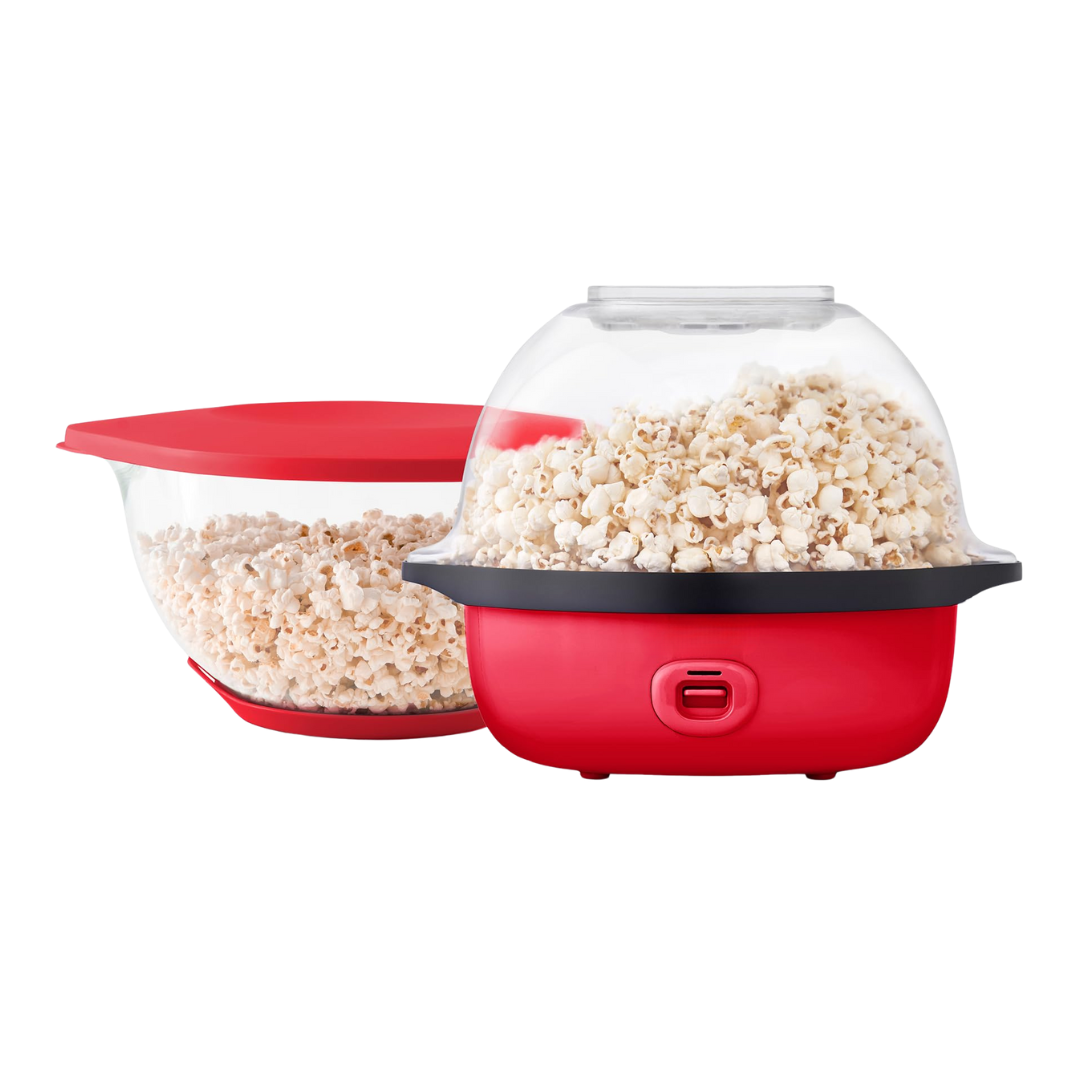Automatic Stirring Popcorn Maker with Big Bowl and Storage Lid