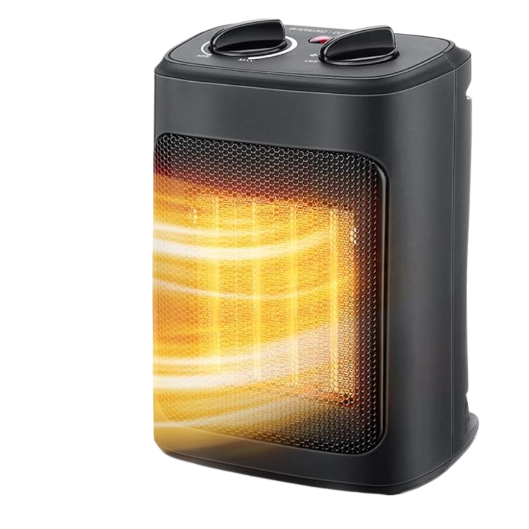 Portable Electric Space Heater with Thermostat and Fan Mode Black