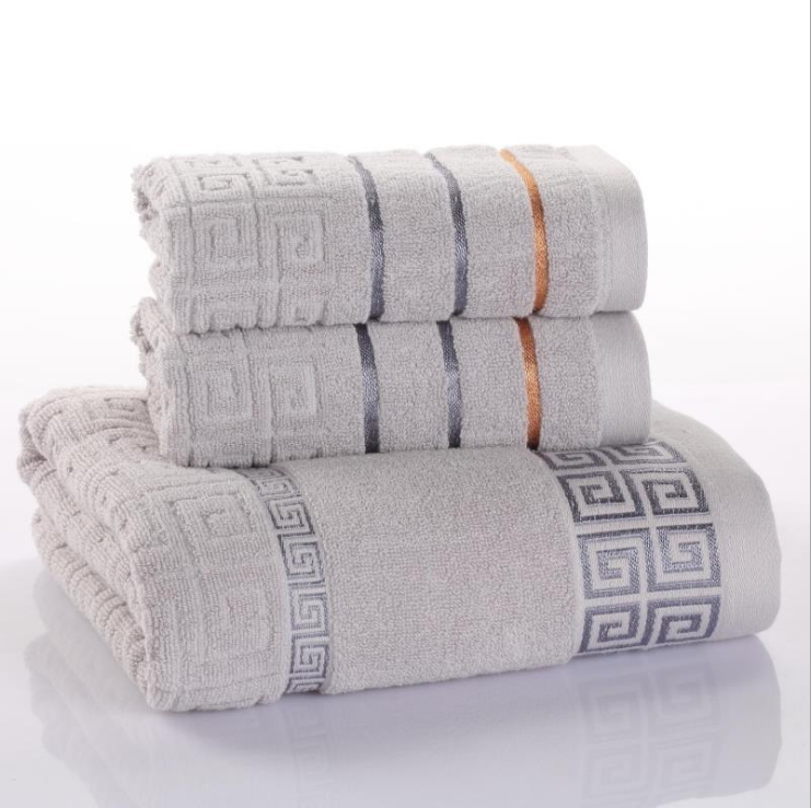 Three-Piece Cotton Towel Set for Home and Travel Use