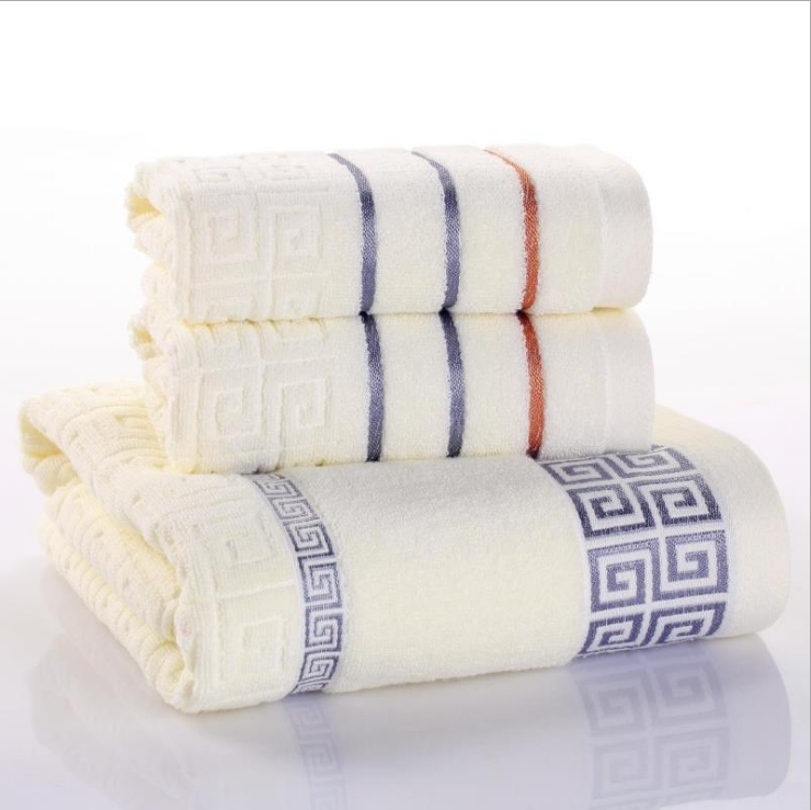 Three-Piece Cotton Towel Set for Home and Travel Use