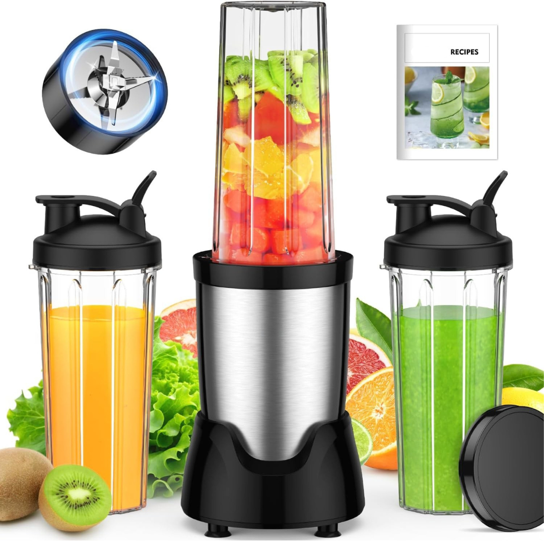 Blender for Shakes and Smoothies with 3 Cups, 6-Leaf Blade, 900W