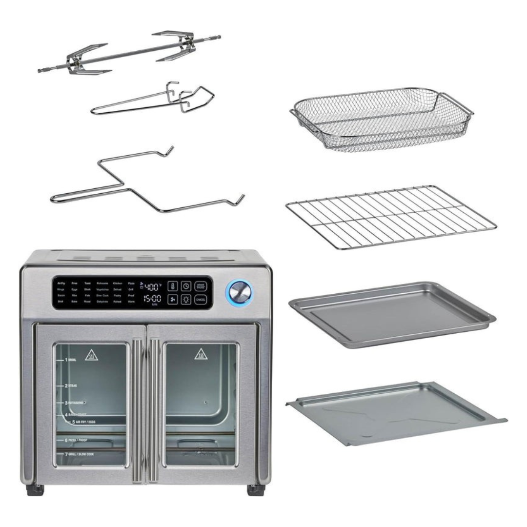 Extra Large French Door Air Fryer Toaster Oven Combo 26QT, 24 Presets